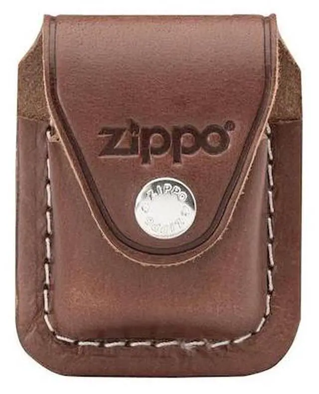 Alt view image 9 of 9 - Zippo ZO17020 Lighter Lighter Pouch Brown Leather Attaches To Belt W/ Clip Light