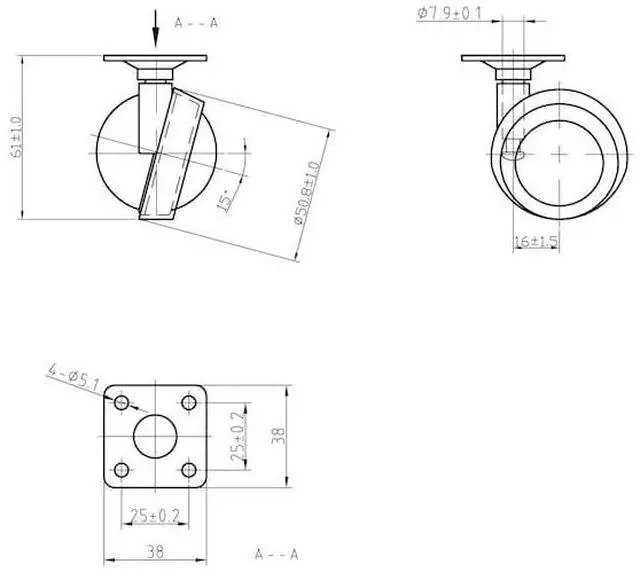 Alt view image 2 of 3 - RICHELIEU 6701140 Ball Furniture Caster, Swivel Without Brake, with Plate,