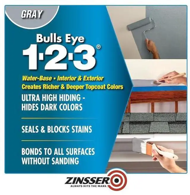 Alt view image 5 of 10 - ZINSSER 286258 Primer, Water, 1 qt, Gray, Interior/Exterior