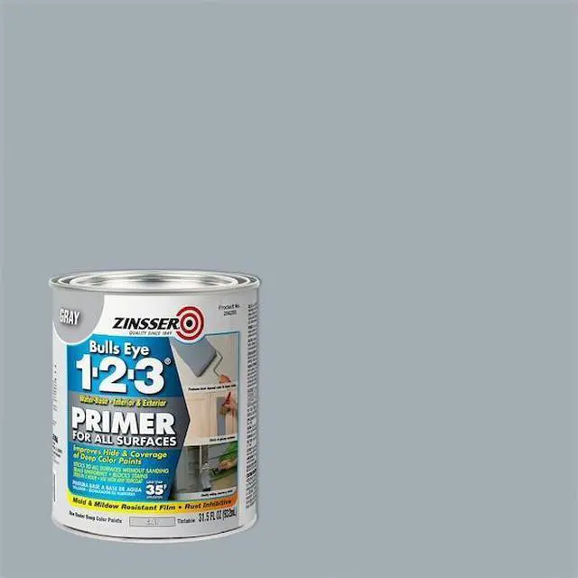 Alt view image 8 of 10 - ZINSSER 286258 Primer, Water, 1 qt, Gray, Interior/Exterior