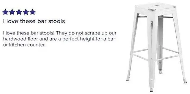 Alt view image 4 of 8 - Commercial Grade 30" High Backless Distressed White Metal Indoor-Outdoor Barstool