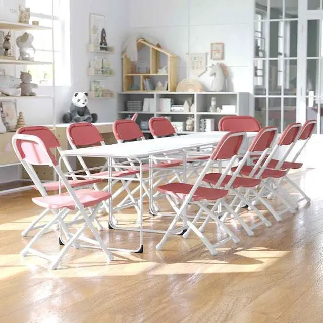 Alt view image 13 of 20 - Flash Furniture Plastic Kids Folding Chair Burgundy 2 Pieces (2YKIDBY)