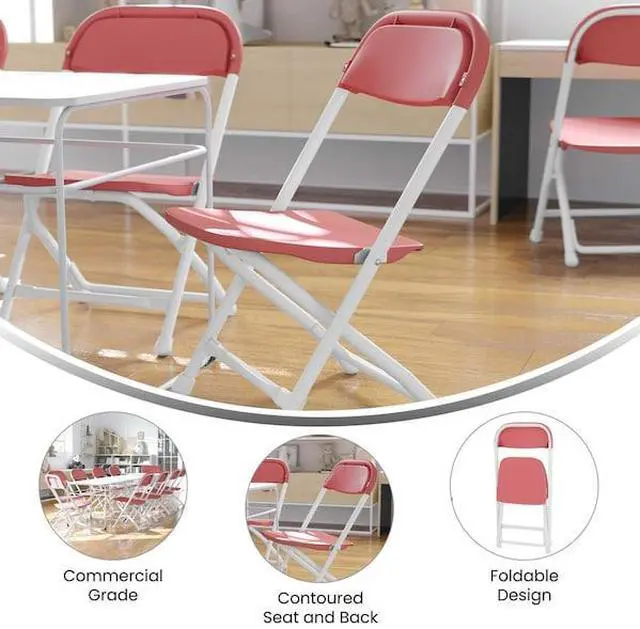 Alt view image 15 of 20 - Flash Furniture Plastic Kids Folding Chair Burgundy 2 Pieces (2YKIDBY)