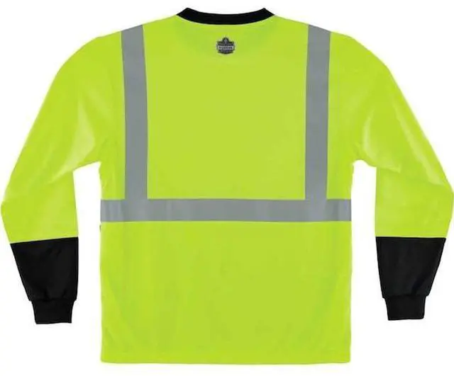 Alt view image 2 of 2 - ERGODYNE 8291BK Long Sleeve Hi-Vis Black Bottom T-Shirt, Class 2, Polyester