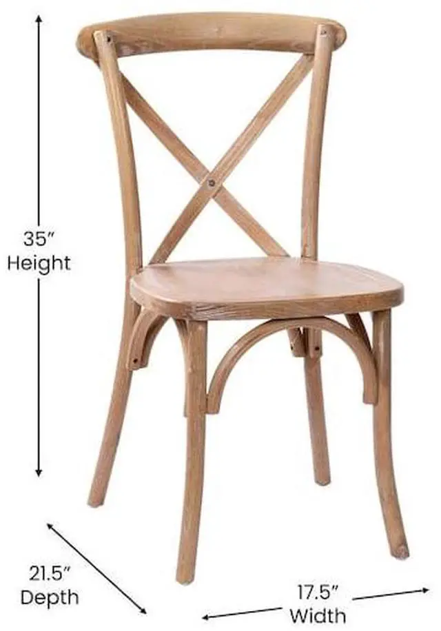 Alt view image 14 of 14 - Flash Furniture Advantage Wood X-Back Chair Armless Medium White Grain (XBACKMEDWHT)
