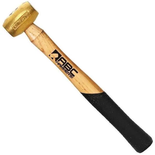 Alt view image 2 of 4 - ABC HAMMERS ABC1.5BW 1.5 lb. Brass Hammer with 12.5" Wood Handle