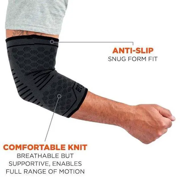 Alt view image 3 of 6 - ERGODYNE 651 Elbow Compression Sleeve, Black, L