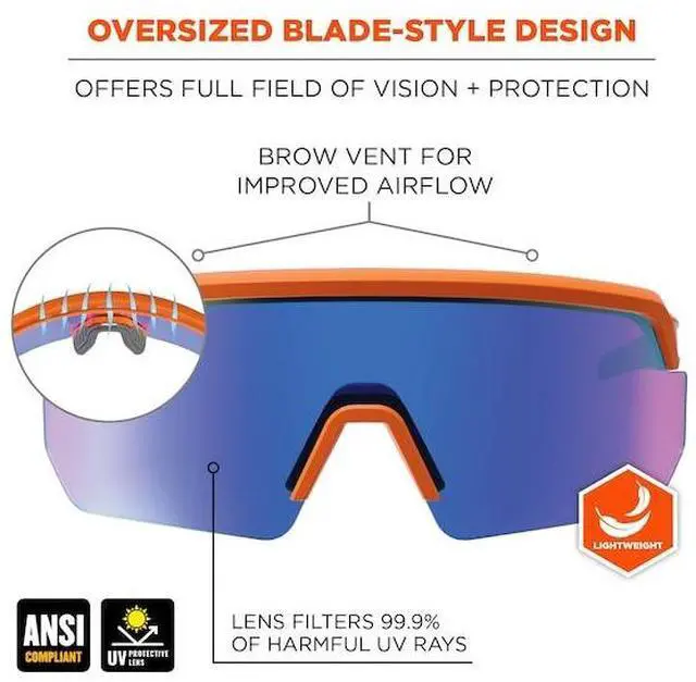 Alt view image 6 of 7 - ERGODYNE AEGIR-MI Safety Sunglasses, Blue Mirror Orange