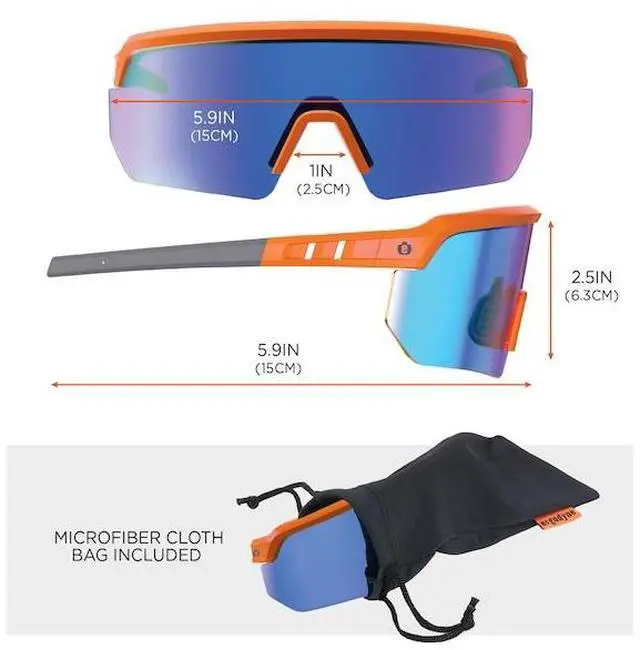 Alt view image 4 of 7 - ERGODYNE AEGIR-MI Safety Sunglasses, Blue Mirror Orange