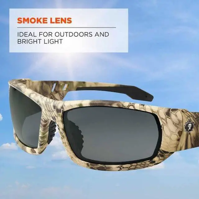Alt view image 3 of 3 - ERGODYNE ODIN-HI ODIN, Safety Glasses, Uncoated, Smoke Lens, Kryptek Highlander