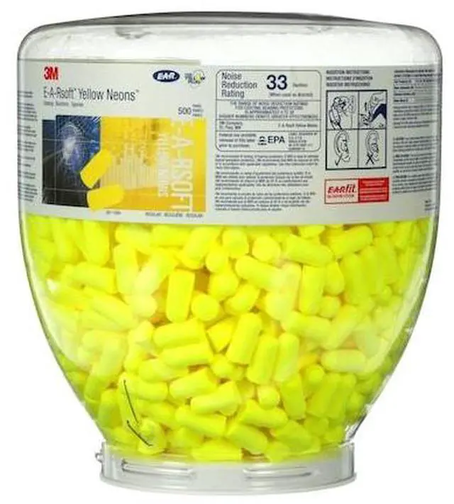 Alt view image 2 of 4 - E·A·Rsoft Neon Tapered Earplug Refill, Cordless, Yellow, 500 / Box