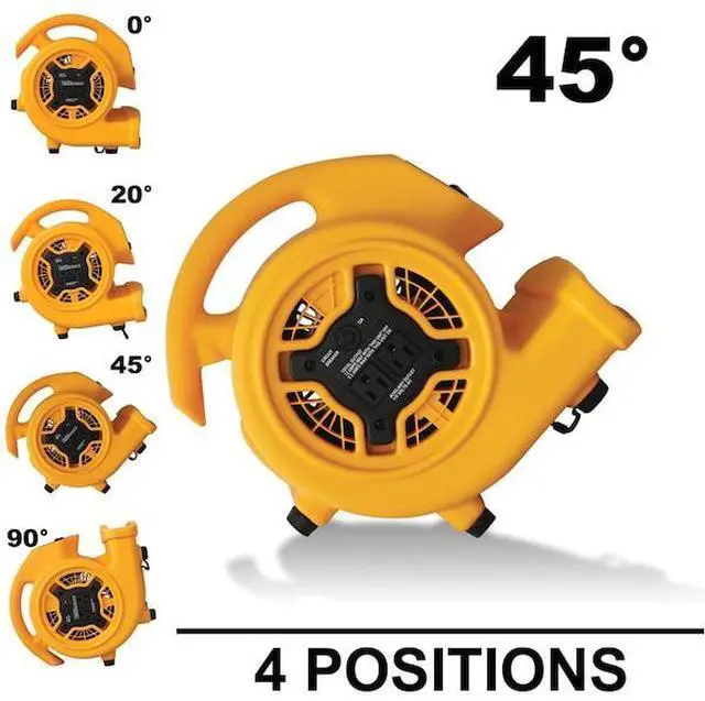 Alt view image 11 of 12 - XPOWER P-130A Mini Mighty Air Mover, Utility Fan, Dryer, Blower with Build-in Power Outlets for Water Damage Restoration, Home and Plumbing Use - 1/5 HP, 825 CFM, 3 Speeds