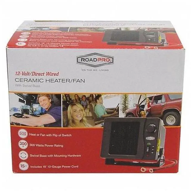 Alt view image 12 of 13 - Roadpro RPSL-681 12 Volt Direct Wire Ceramic Heater- Fan with Swivel Base
