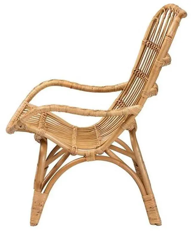 Alt view image 11 of 13 - Baxton Studio Earvin Modern Bohemian Natural Brown Rattan Armchair