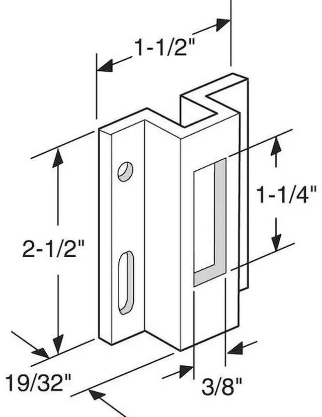 Alt view image 3 of 4 - Prime-Line E 2124 Sliding Door Keeper, White Extruded Aluminum, For Hook Style Latch, Viking, Pack of 1