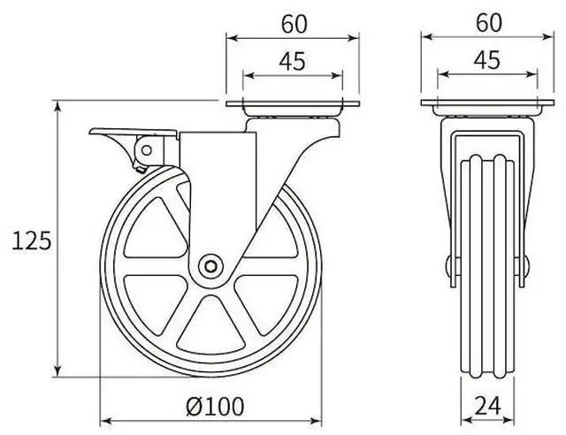 Alt view image 4 of 4 - RICHELIEU BP8100020290290 Aluminum Single Wheel Design Caster, Swivel Without