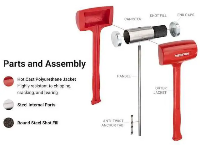 Alt view image 5 of 7 - TEKTON HDB30039 39 oz. Dead Blow Hammer