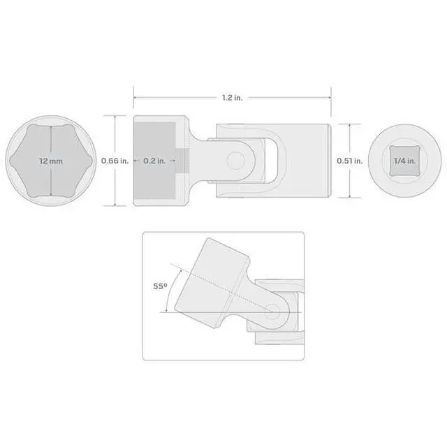 Alt view image 2 of 6 - TEKTON SHD08112 1/4 Inch Drive x 12 mm Universal Joint Socket