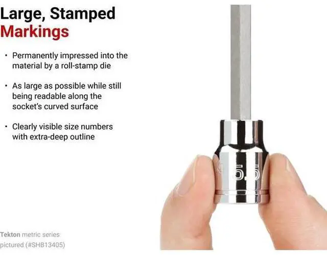Alt view image 6 of 7 - TEKTON SHB12400 3/8 Inch Drive x 1/8 Inch Long Hex Bit Socket