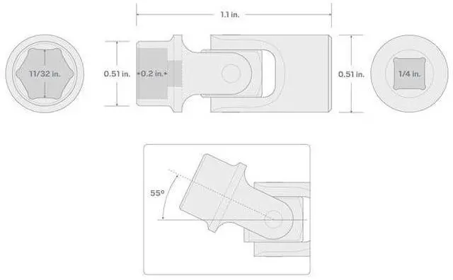 Alt view image 5 of 6 - TEKTON SHD08009 1/4 Inch Drive x 11/32 Inch Universal Joint Socket
