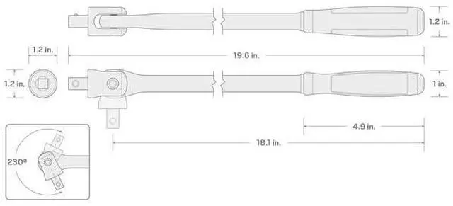 Alt view image 2 of 7 - TEKTON SBH01118 3/8 Inch Drive x 18 Inch Comfort Grip Breaker Bar