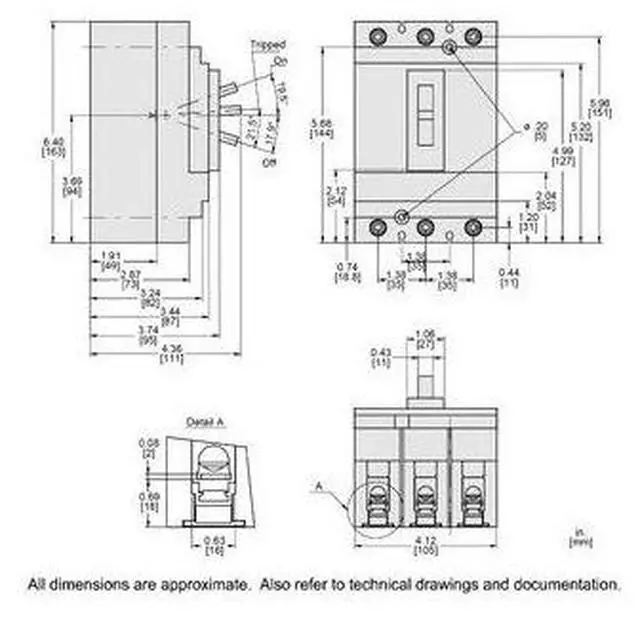 Alt view image 2 of 2 - SQUARE D HDL36150 Molded Case Circuit Breaker, POWERPACT Series, 150A, 3 Pole,
