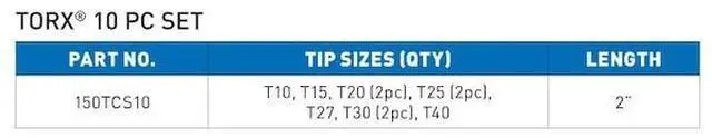 Main image of VEGA 150TCS10 Torx Carabiner Set,10 pc, 4 in Length, S2 Steel