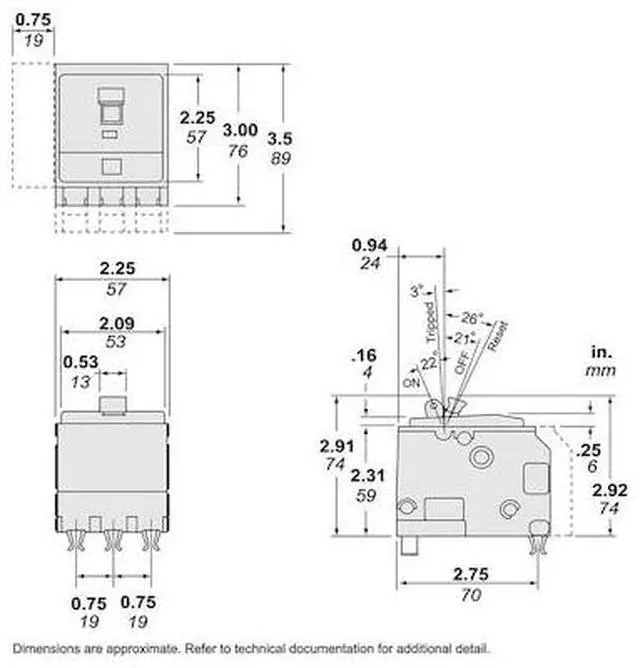 Alt view image 2 of 2 - SQUARE D QO370 Miniature Circuit Breaker, QO Series, 70A, 3 Pole, 120/240V AC,