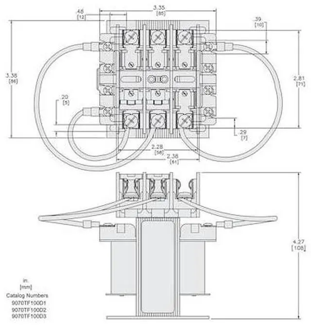 Alt view image 2 of 2 - SQUARE D 9070TF100D1 Control Transformer, 100 VA, Not Rated, 120V AC, 240/480V