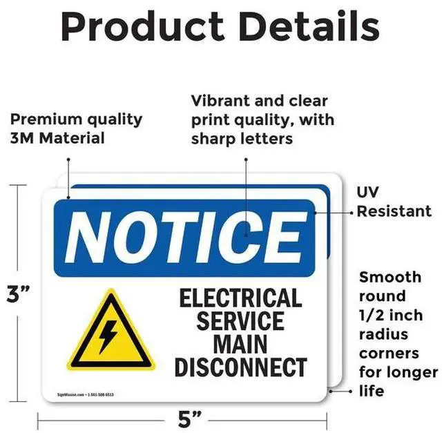 Main image of SIGNMISSION OS-2PACK-NS-D-35-L-11694 Electrical Service Main Disconnect Sign