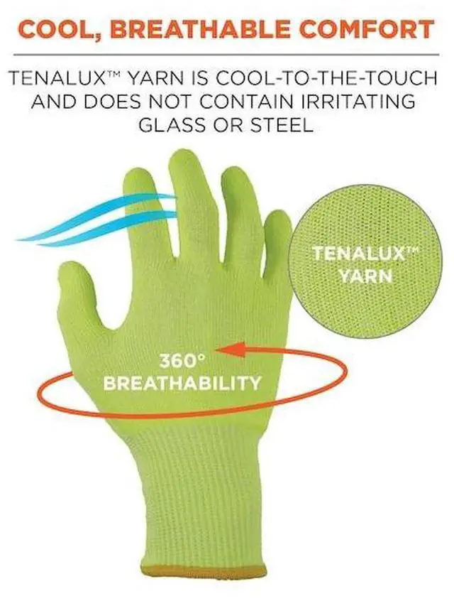 Alt view image 4 of 7 - Ergodyne 18025 ProFlex 7040 ANSI A4 CR Food Grade Gloves - EN388: 2X4XD - Reversible - 11" Long - X-Large - Lime - 144 Pairs/Carton