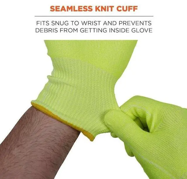 Alt view image 5 of 7 - Ergodyne 18025 ProFlex 7040 ANSI A4 CR Food Grade Gloves - EN388: 2X4XD - Reversible - 11" Long - X-Large - Lime - 144 Pairs/Carton