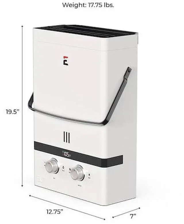 Alt view image 4 of 6 - ECCOTEMP EL7 Luxe 1.85 GPM 52K BTU Outdoor Portable Tankless Water Heater with
