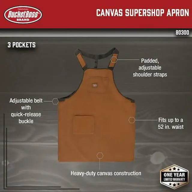 Alt view image 5 of 14 - BUCKET BOSS 80300 Tool Apron, Tool Apron, Brown, Canvas, 3 Pockets