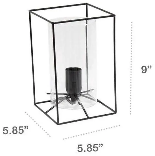 Alt view image 7 of 11 - Lalia Home Black Framed Table Lamp with Clear Cylinder Glass Shade, Small