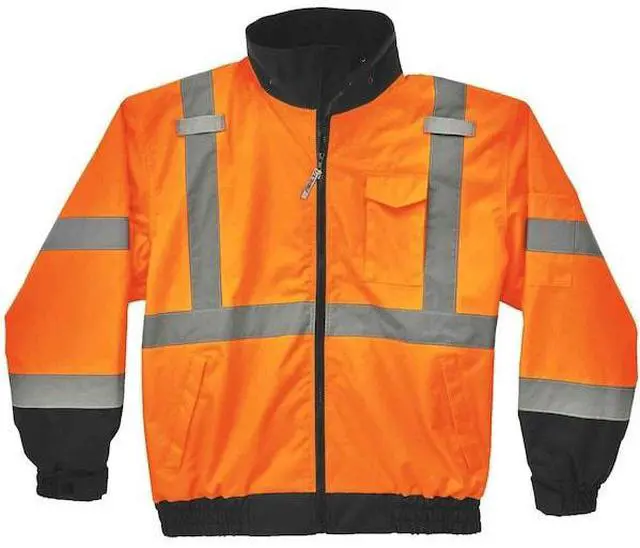Alt view image 2 of 2 - ERGODYNE 8379 Hi-Vis 2-in-1 Bomber Jacket, Oxford Polyester, Class 3 Hi-Viz