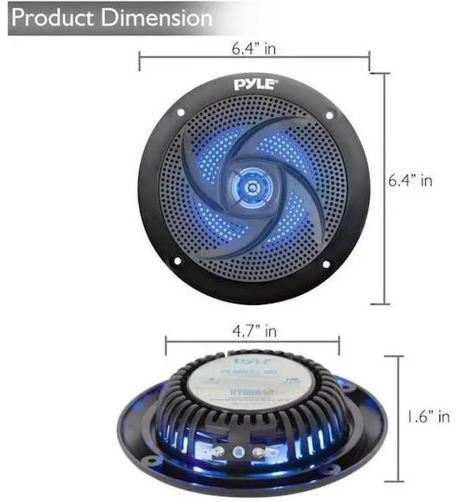 Alt view image 17 of 19 - Pyle PLMRS53BL 5.25 in. Waterproof Rated Marine Speakers with LED lights, Black - 180 Watt