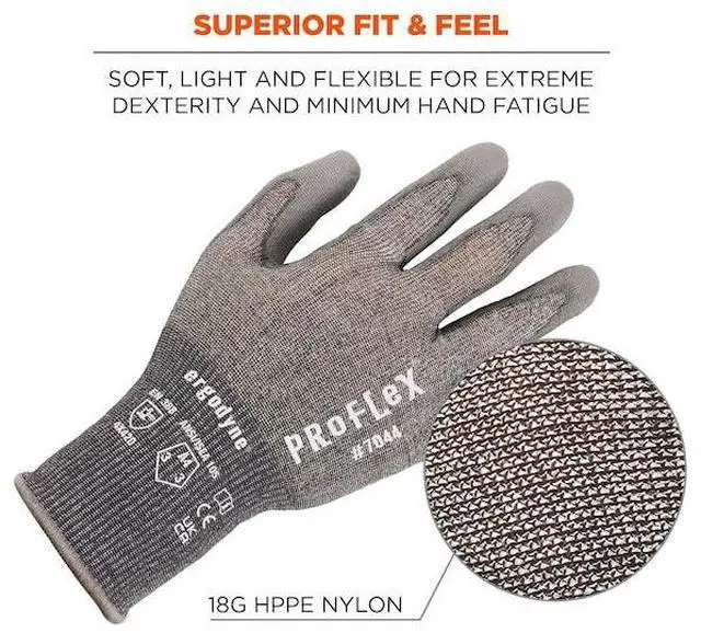 Alt view image 4 of 5 - ERGODYNE 7044 ANSI A4 PU Coated CR Gloves, Gray, Size XXL, PR