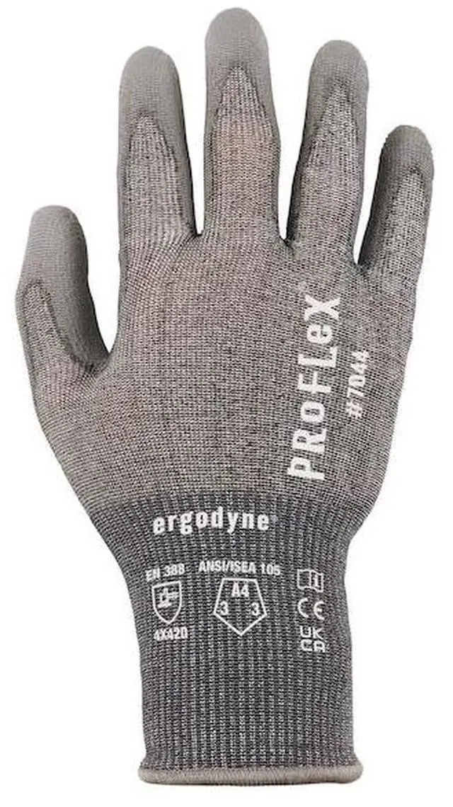 Alt view image 5 of 5 - ERGODYNE 7044 ANSI A4 PU Coated CR Gloves, Gray, Size XXL, PR