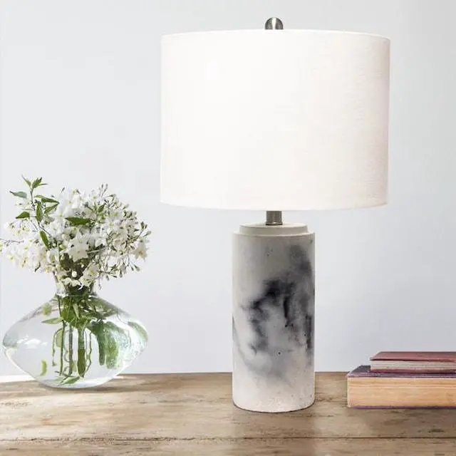 Alt view image 8 of 12 - Lalia Home Marbleized Table Lamp with White Fabric Shade,  White