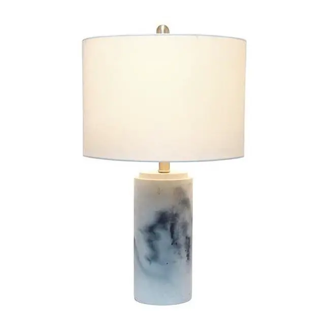 Alt view image 12 of 12 - Lalia Home Marbleized Table Lamp with White Fabric Shade,  White