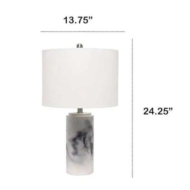 Alt view image 10 of 12 - Lalia Home Marbleized Table Lamp with White Fabric Shade,  White