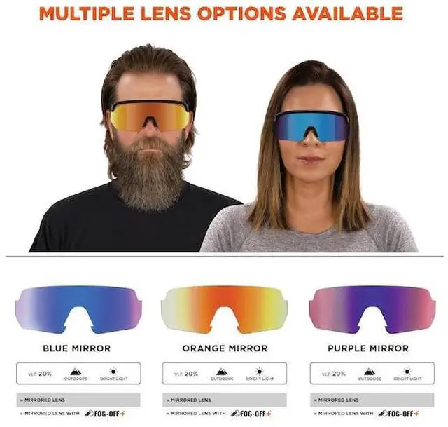 Alt view image 5 of 6 - ERGODYNE AEGIR-MI AEGIR-MI, Safety Glasses, Blue Mirror Lens, Matte Black