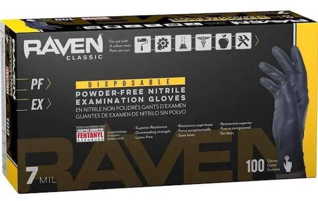 Alt view image 7 of 10 - Sas Safety Corp SS66516 Raven Nitrile Small Powder-free Gloves - Black