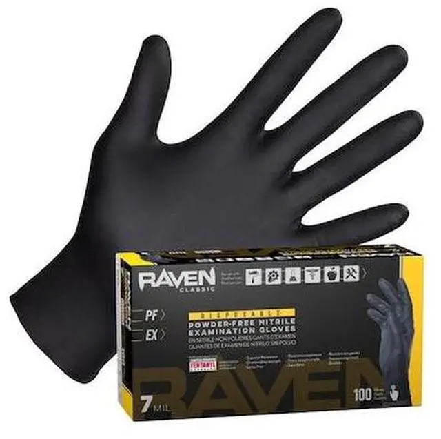 Alt view image 8 of 10 - Sas Safety Corp SS66516 Raven Nitrile Small Powder-free Gloves - Black