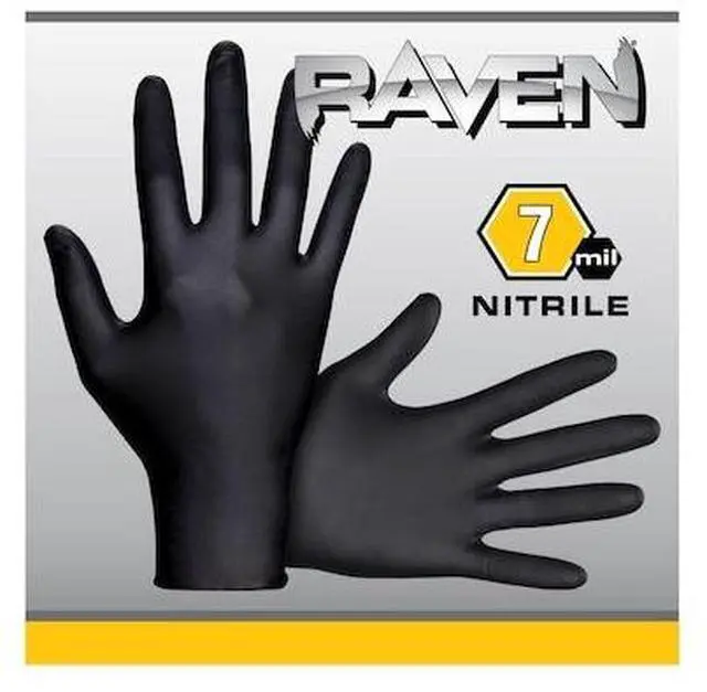 Alt view image 10 of 10 - Sas Safety Corp SS66516 Raven Nitrile Small Powder-free Gloves - Black
