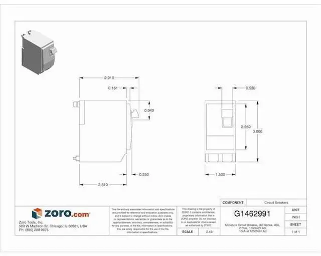 Alt view image 2 of 2 - SQUARE D QOB240 Miniature Circuit Breaker, QO Series, 40A, 2 Pole, 120/240V AC,