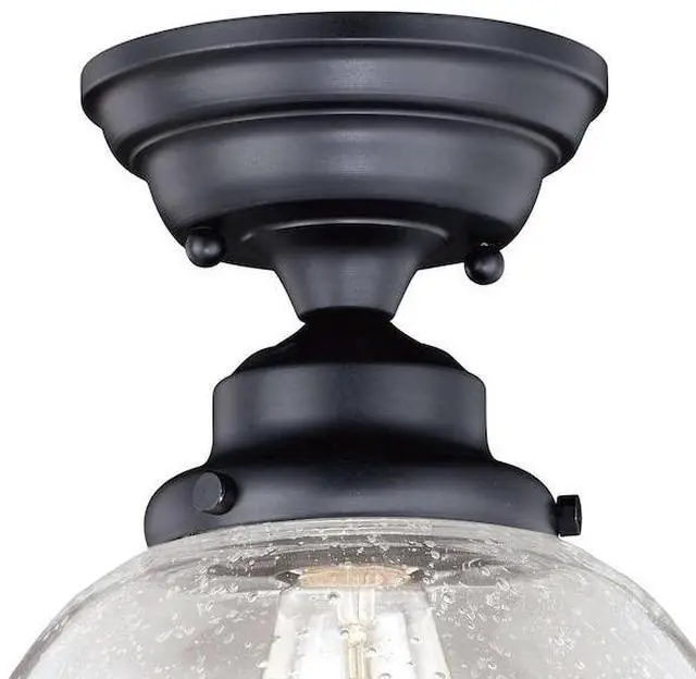 Alt view image 6 of 6 - VAXCEL C0177 Huntley 12-in W Bronze Farmhouse Schoolhouse Semi Flush Mount