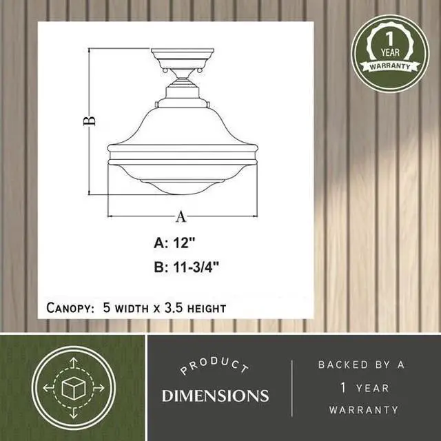Alt view image 3 of 6 - VAXCEL C0177 Huntley 12-in W Bronze Farmhouse Schoolhouse Semi Flush Mount