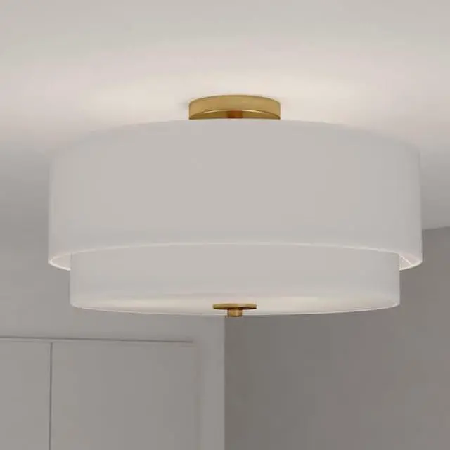 Alt view image 4 of 6 - VAXCEL C0112 Burnaby 20.5-in W Brass Mid-Century Modern Drum Semi Flush Mount